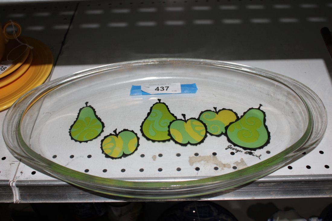 Rare George Briard Green Pair Platter: measures about 18 inches by 10 inches by 1 1/2 inches tall