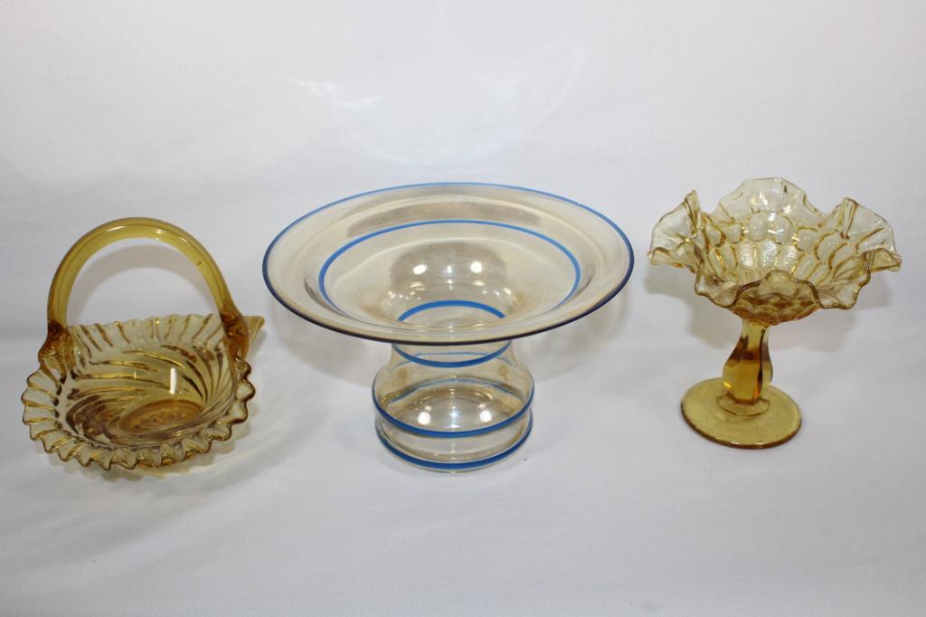 3 Pc. Amber Glass Lot (1 of 6)