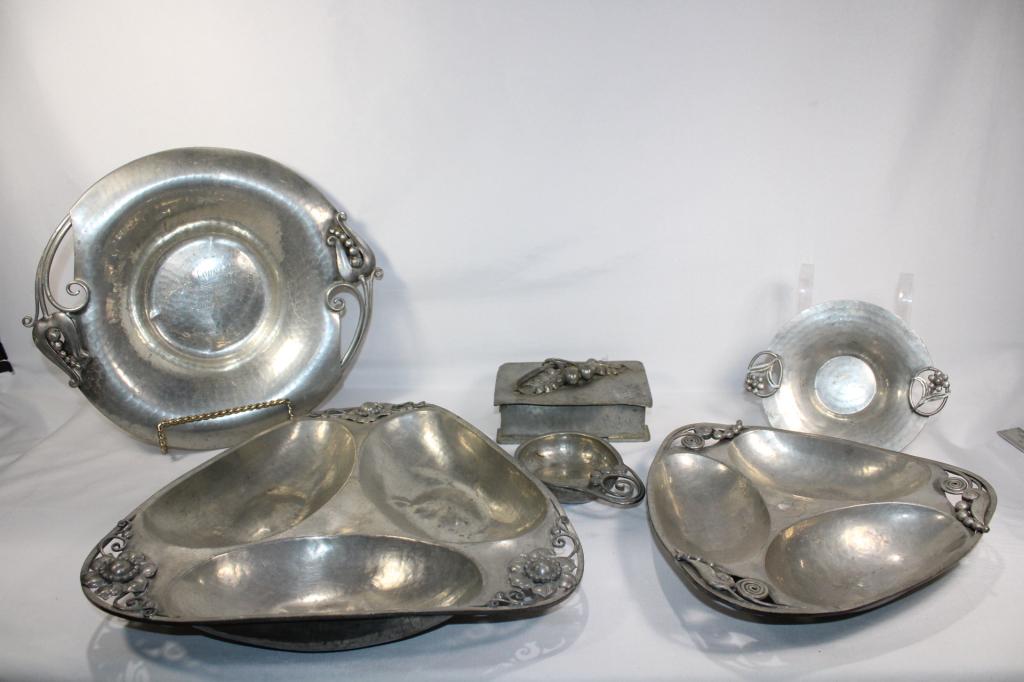 Vintage Hammered Pewter Signed Nekrassoff (1 of 9)