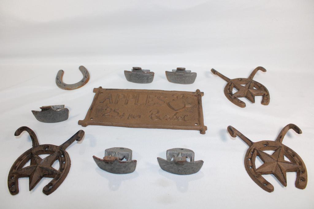 10 Pc. Cast Iron Lot- Apples Sign, etc (1 of 5)