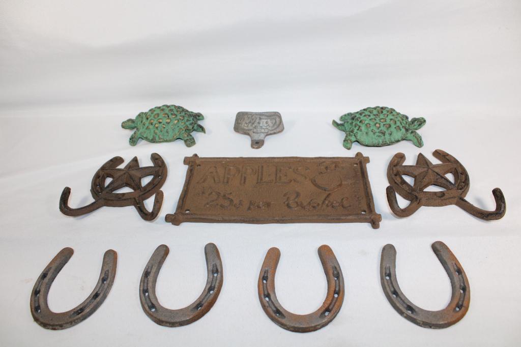10 Pc. Cast Iron Lot- Apples Sign, etc (1 of 7)