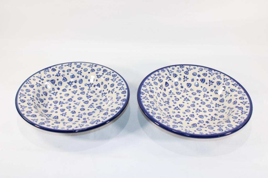 Pair of Polish Pottery Wiza Dinner Plates: Measures 11" diameter. No chips or cracks.