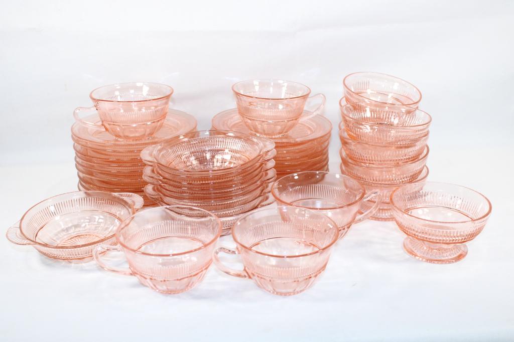 Large Set MacBeth Evans Pink Depression Glass (1 of 5)