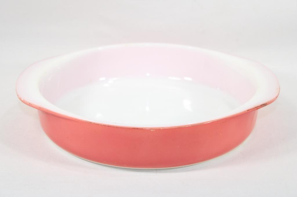Pyrex Pink Flamingo 221 Cake Pan: measures about 9 inches diameter
