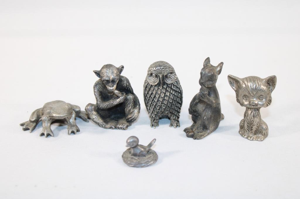 Lot of Miniature Pewter Animal Figurines (1 of 5)