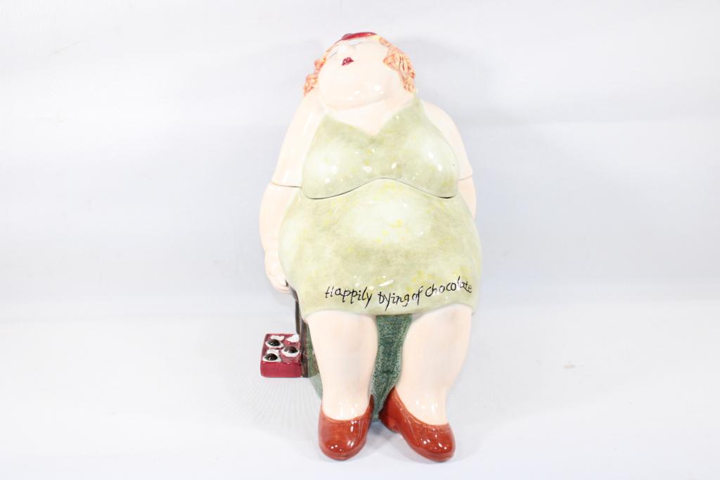 Erika Oller Happily Dying of Chocolate Cookie Jar: good overall condition, no chips or cracks