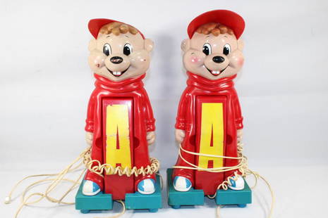 Pair of Alvin - The Chipmunks Telephones: some scratches as pictured, otherwise good overall