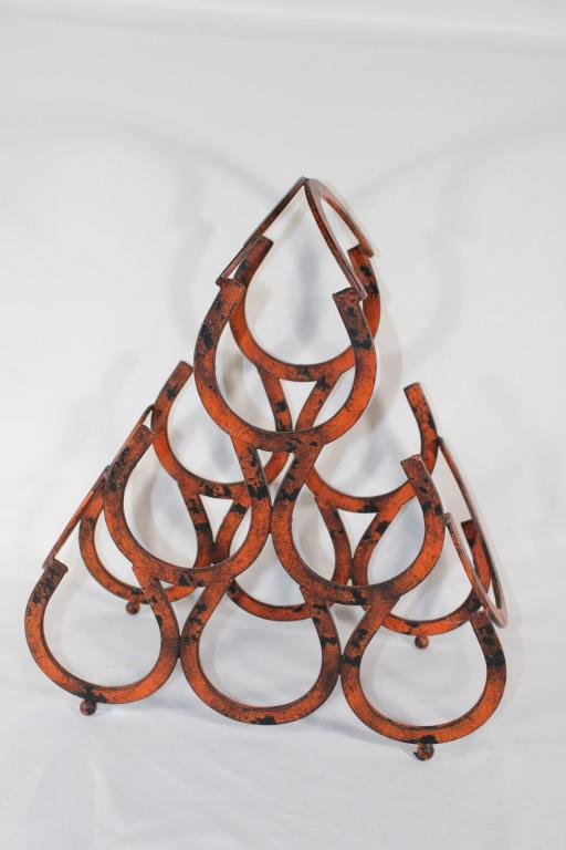 Red Horseshoe Wine Rack: measures about 18 inches by 16 inches wide