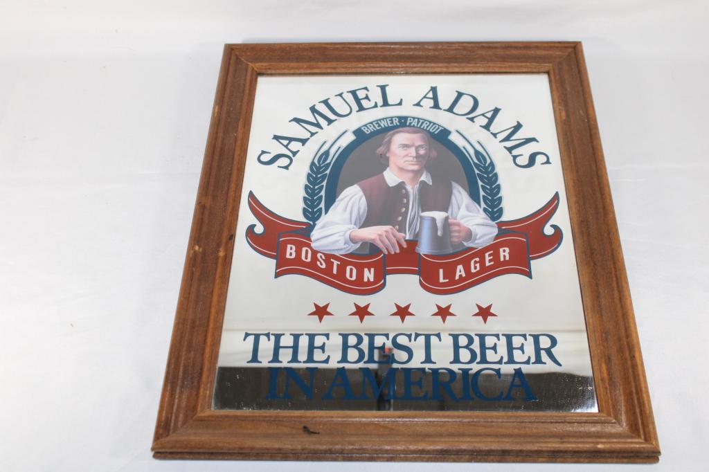 Sam Adams Beer Advertising Mirror: measures about 14 1/2 inches by 18 1/2 inches