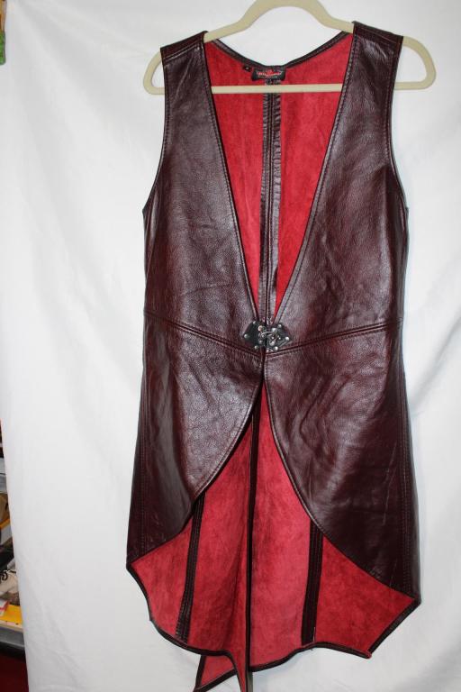 Maroon Leather Crimson Chains Leather Vest: Size M, buckle needs repair