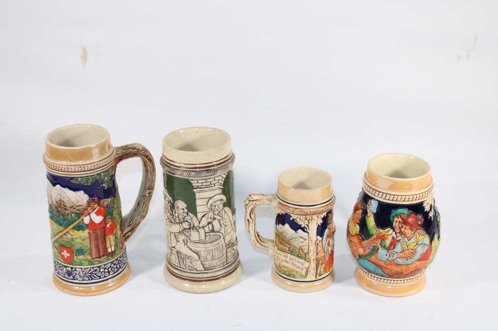 Lot of 4 Vintage Ceramic Beer Steins (1 of 6)