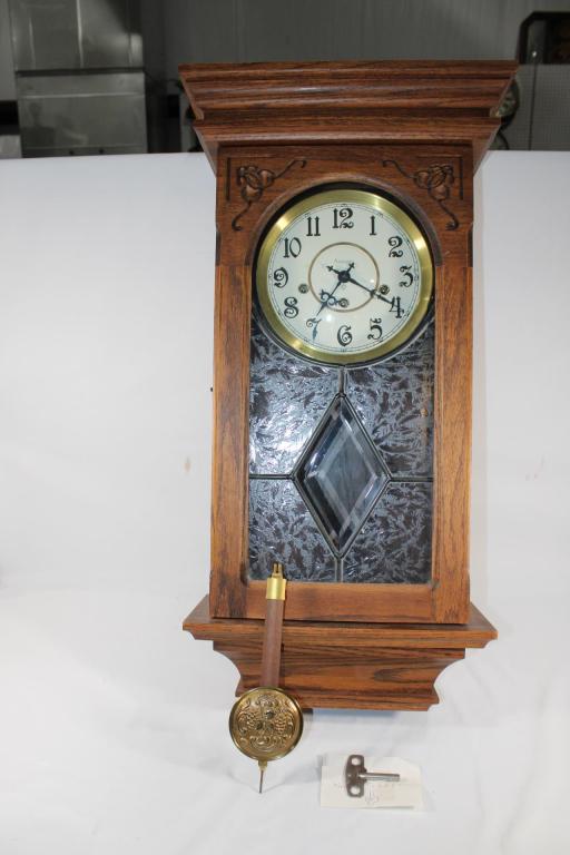 Ansonial Hanging Wall Clock - Oak Case with Glass (1 of 3)