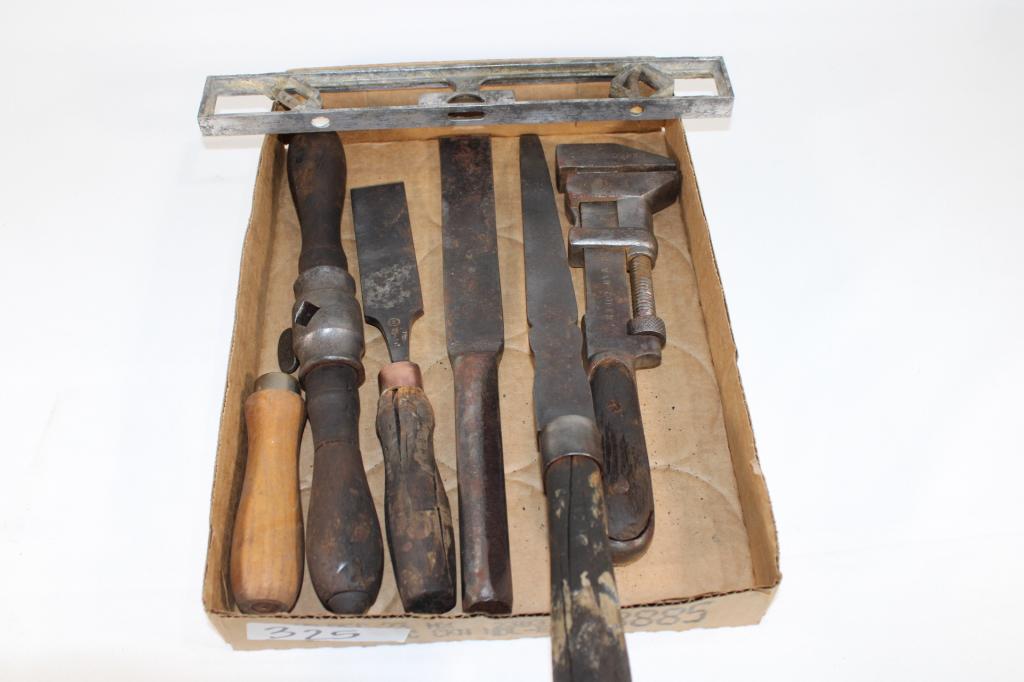 Vintage Lot of Wood Handle - Files, Wrenches etc: good overall as pictured