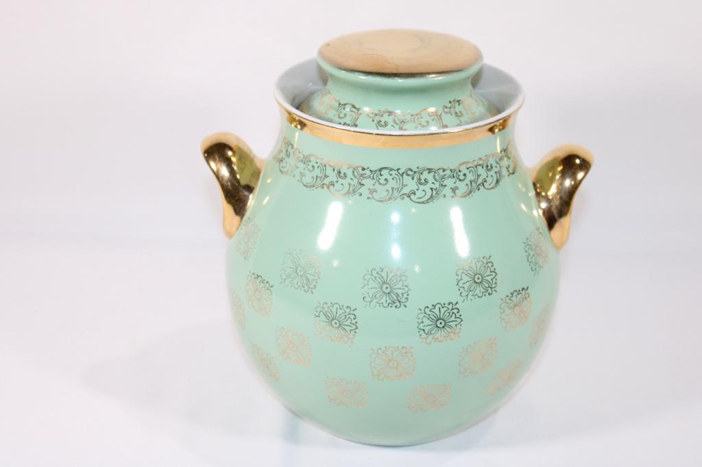 Green and Gold Halls China Covered Cookie Jar (1 of 3)
