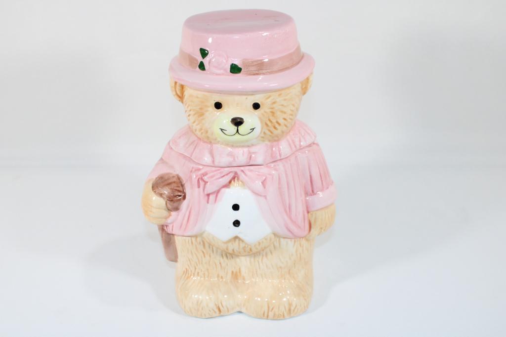 VTG Pink Lady Bear Cookie Jar (1 of 4)
