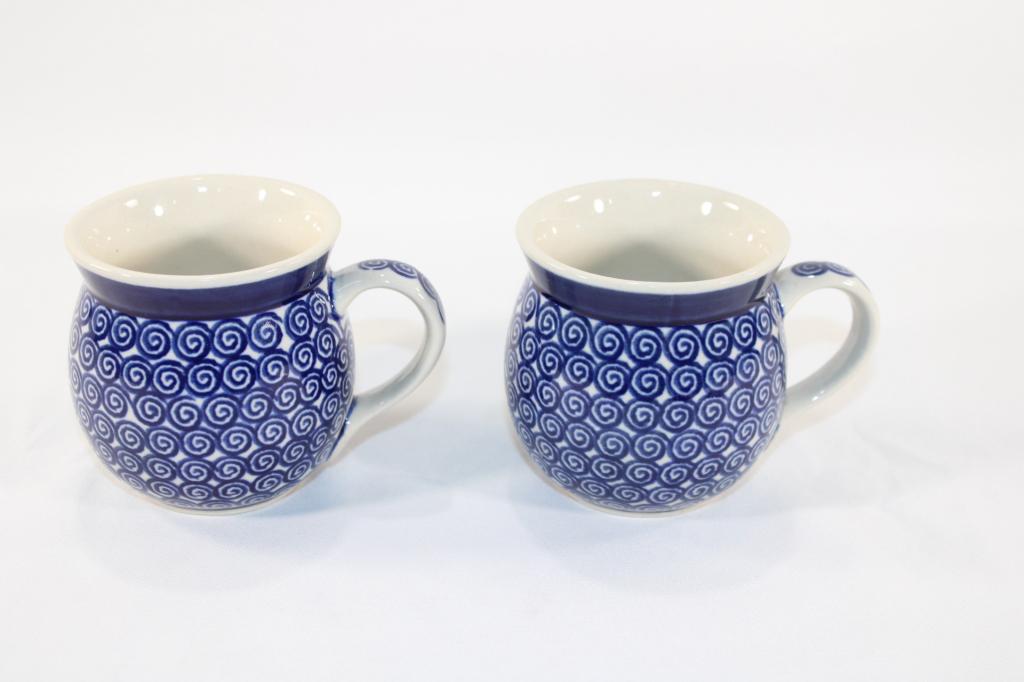 Pair of Polish Pottery Artistic Ceramics Mugs (1 of 5)
