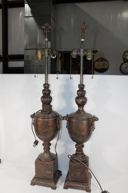 Pair of Neo-Classical Painted Urn Lamps (1 of 5)