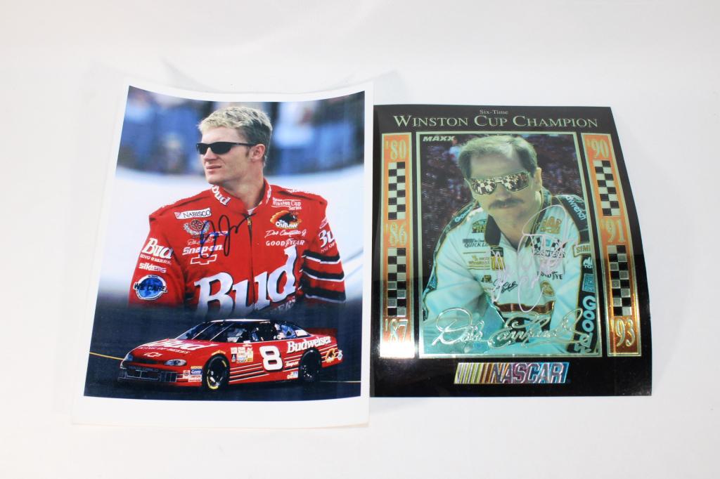 Autographed Dale Earnhardt Photo Sr. & Jr.: Sr. comes with online COA. Unable to validate authentication based on available information. As pictured.