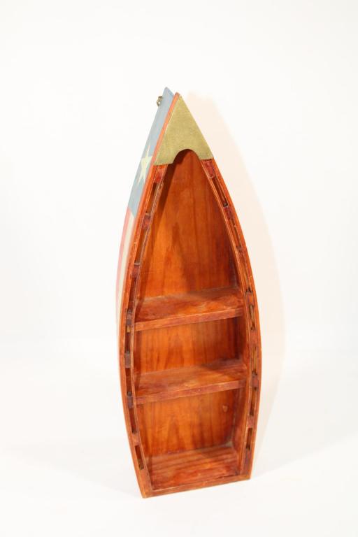 Small Wood Row Boat Knick Knack Holder: measures about 15 inches tall