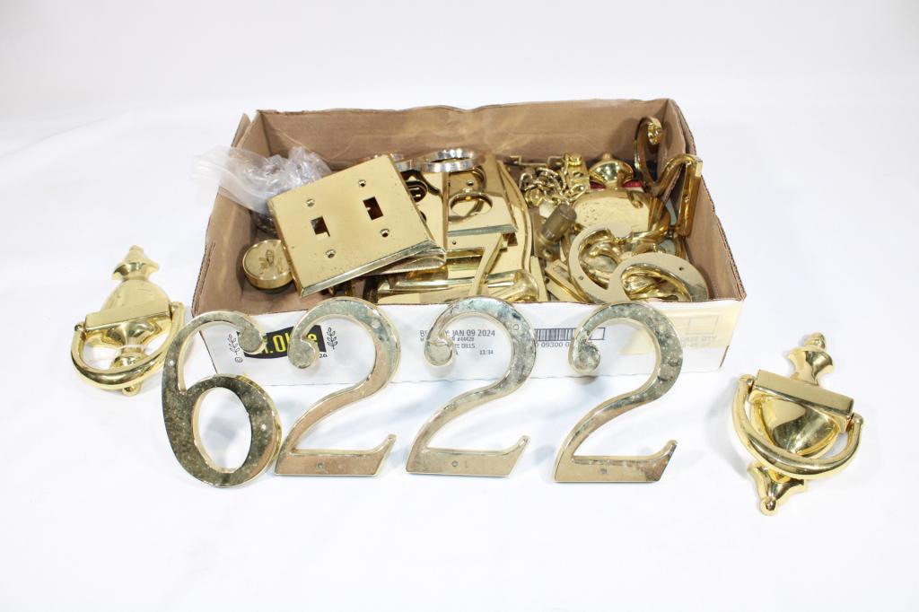 Large Lot of Brass Hardware & Numbers (1 of 3)
