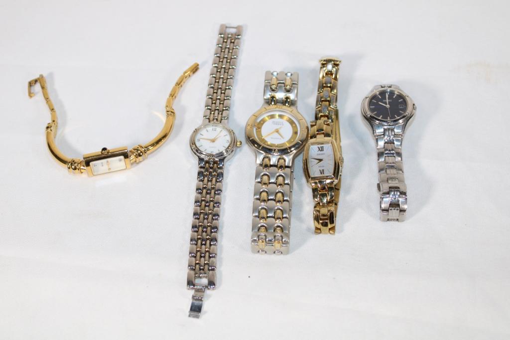 Lot of 5 Ladies Watches - Bulova, Seiko: Seiko Solar Watch, Bulova, etc. works needs batteries