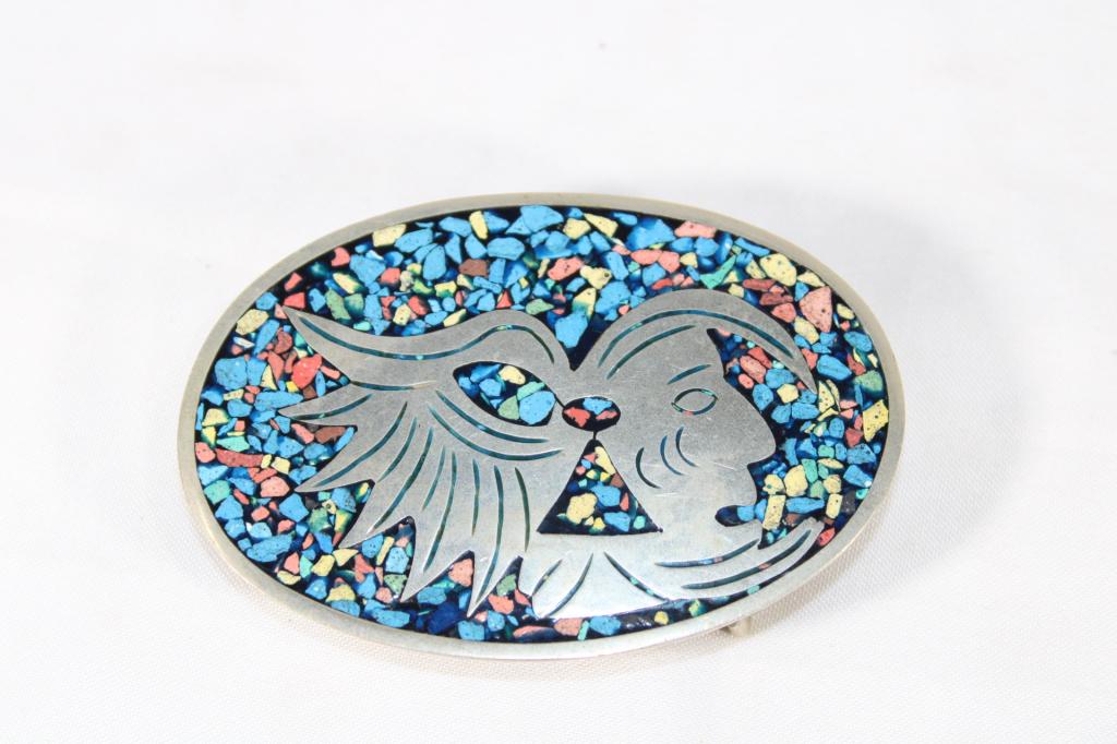 VTG Alpaca Silver Mexico Belt Buckle: good overall as pictured