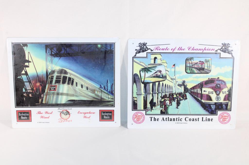 Pair of Metal Railroad Signs Atlantic & Burlington (1 of 4)