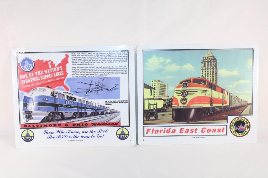 Pair of Metal Railroad Signs Baltimore - Florida (1 of 4)
