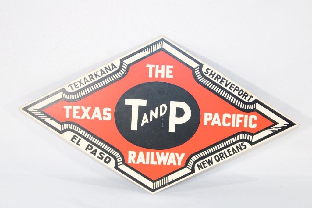 The Texas Pacific Railway Pressed Board Sign (1 of 3)