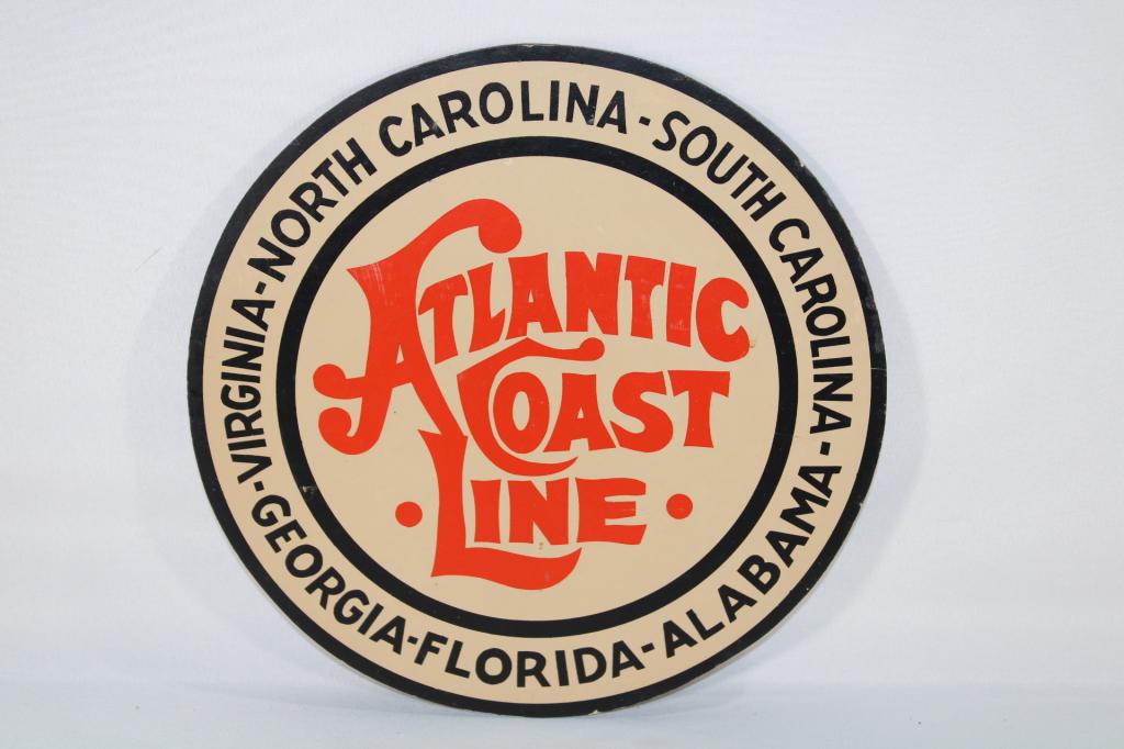 Atlantic Coast Line Railroad Pressed Board Sign (1 of 3)