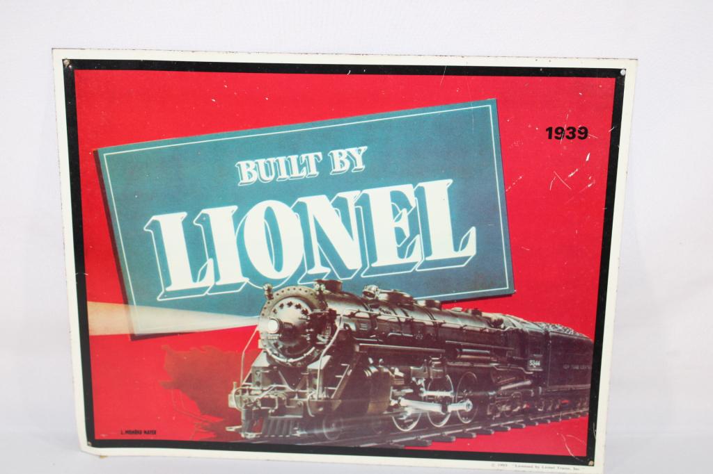 Lionel Train - Built By Lionel Metal Sign: c. 1993 - measures about 16 1/2 inches by 12 inches