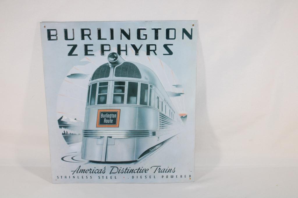 Burlington Zephyrs Metal Train Sign (1 of 5)
