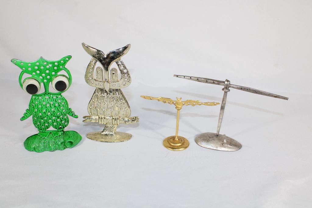Lot of 4 Metal Earring Display Holders - Owls etc. (1 of 2)