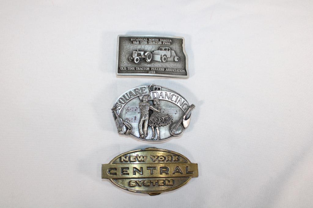 Trio of Vintage Belt Buckles - NY Central, Tractor (1 of 5)