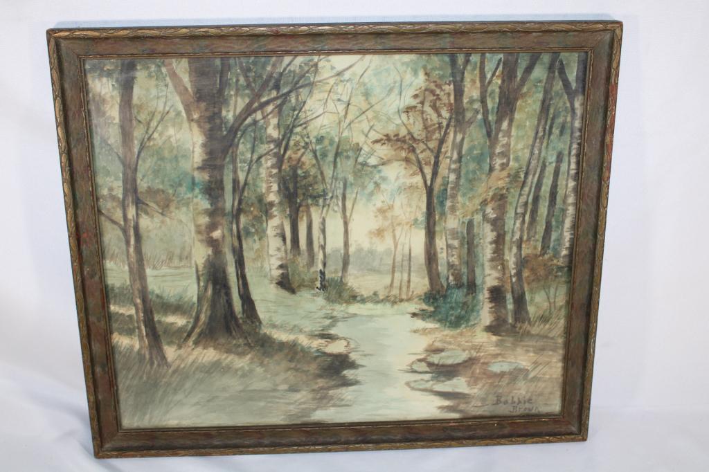 Signed Watercolor by Bobbie Brown - Forest Scene (1 of 5)