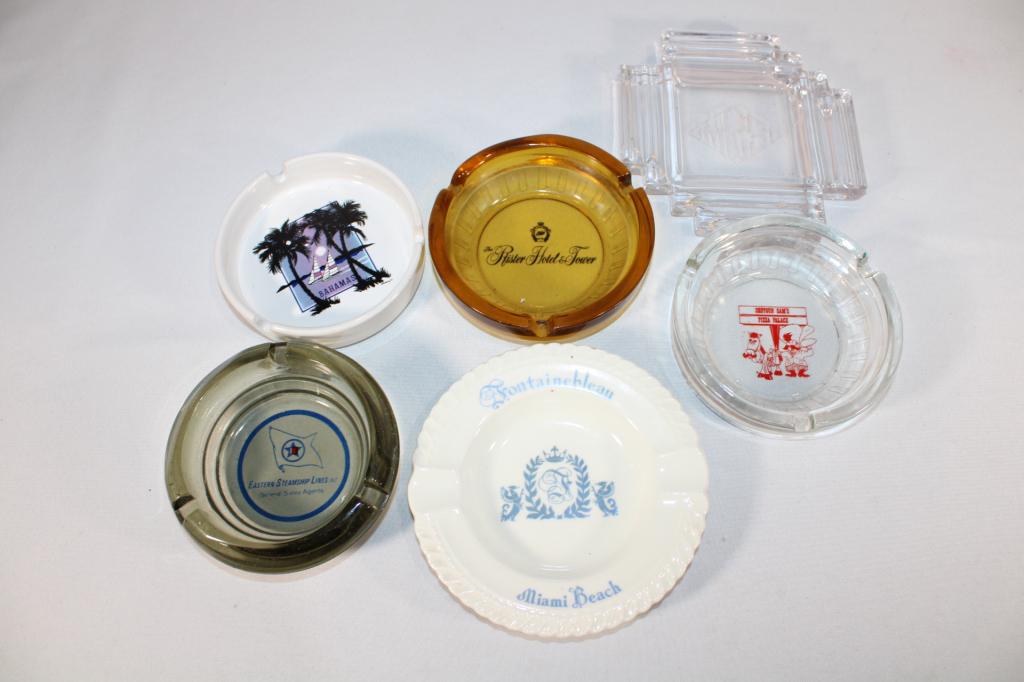 Lot of 6 Vintage Ashtrays - Hotels etc.: good overall as pictured