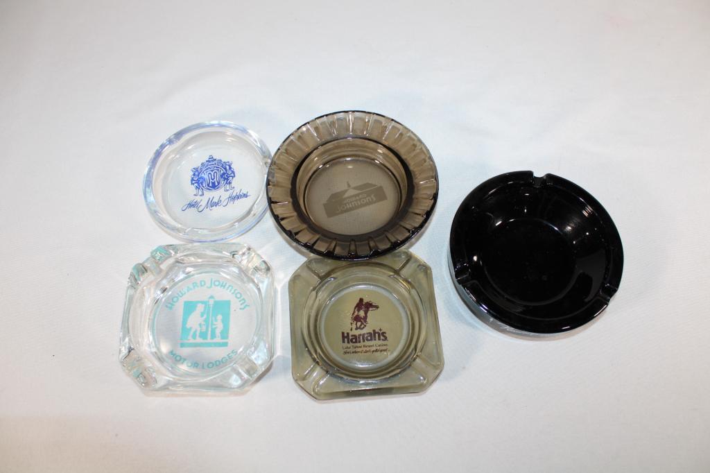 Lot of 5 Vintage Ashtrays - Hotels etc.: good overall as pictured