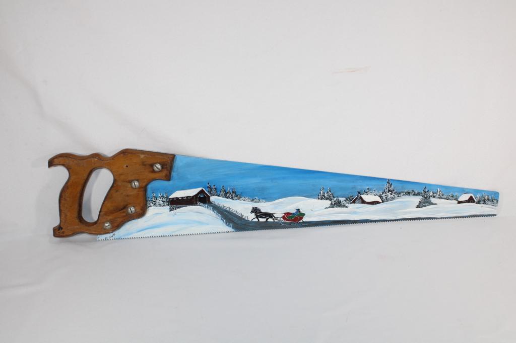 Hand Painted Hand Saw - Sleigh Ride (1 of 3)