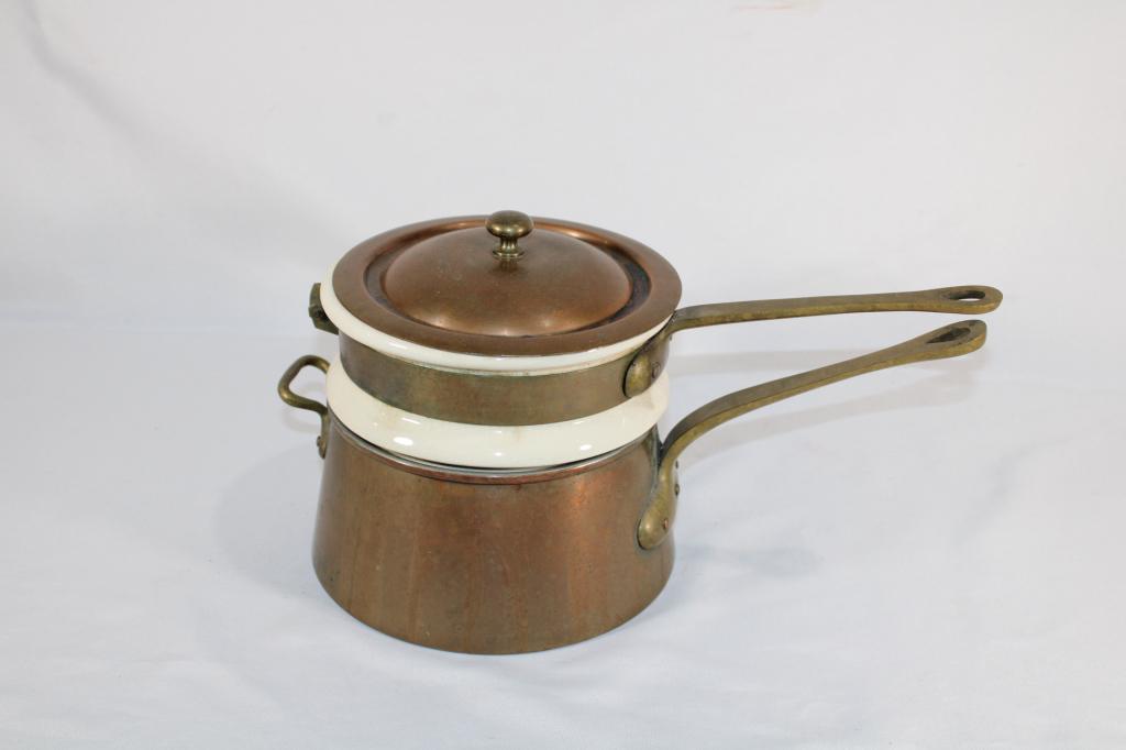 Vintage Copper & Ceramic Double Boiler (1 of 4)