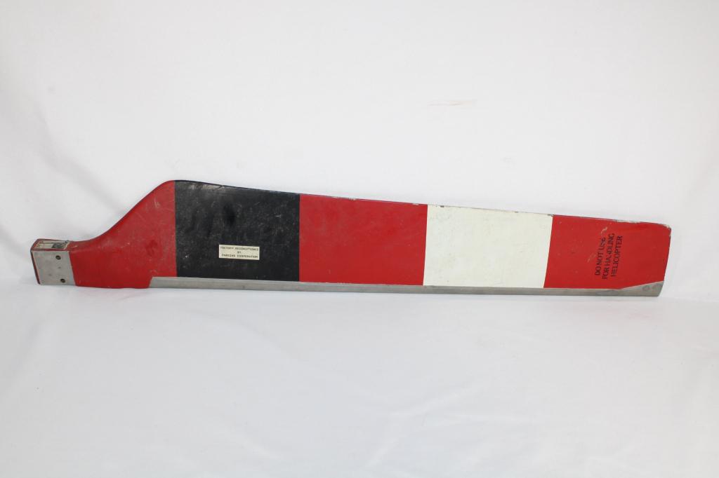 Red/White/Black Helicopter Tail Rotor: measures about 31 inches long - marked factory reconditioned by Parsons Corporation