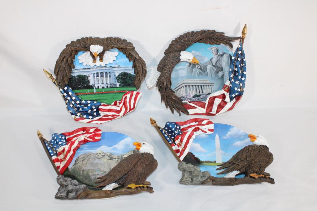 Lot of 4 Plates/Frames - Let Freedom Ring: by Hamilton Collection; good as pictured