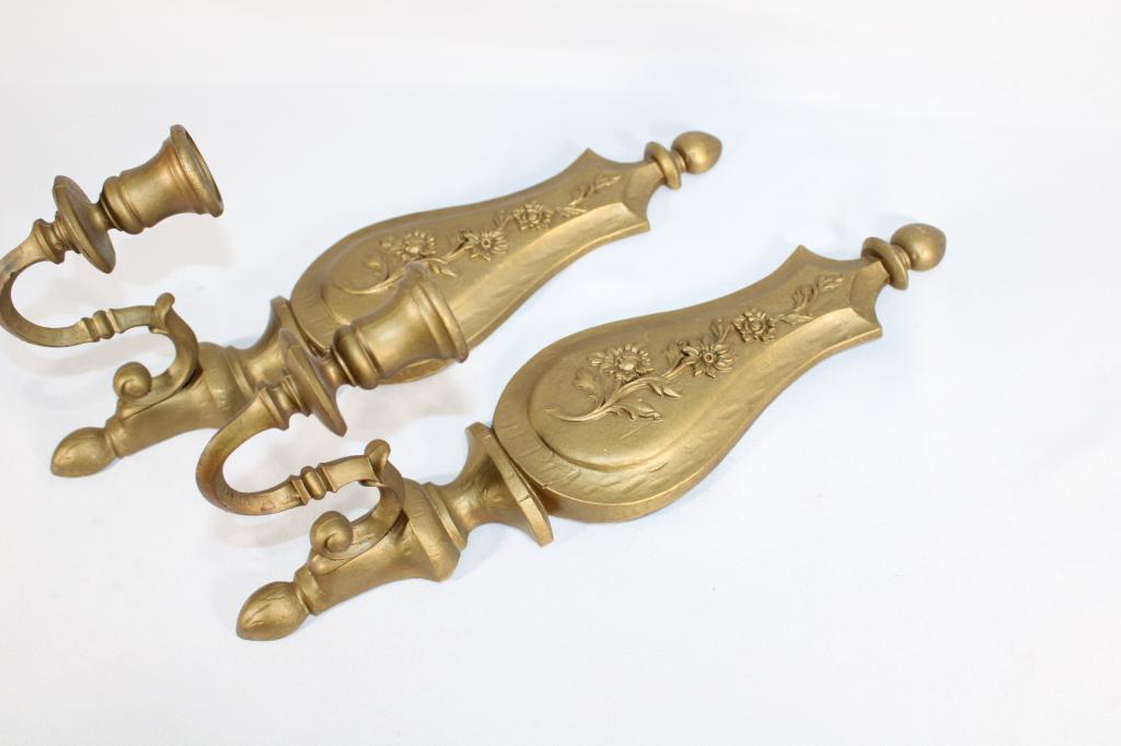 VTG Pair of Syrocco Candle Holders: measures about 14 inches long - good overall as pictured