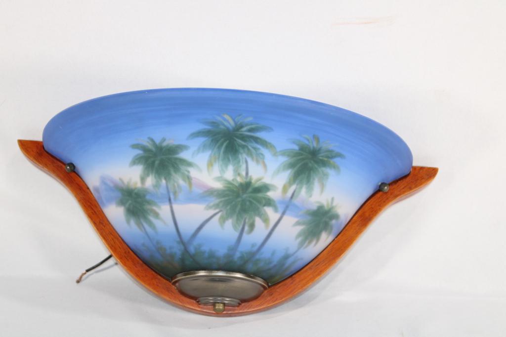 Reverse Painted Wall Hanging Palm Tree Sconce (1 of 3)