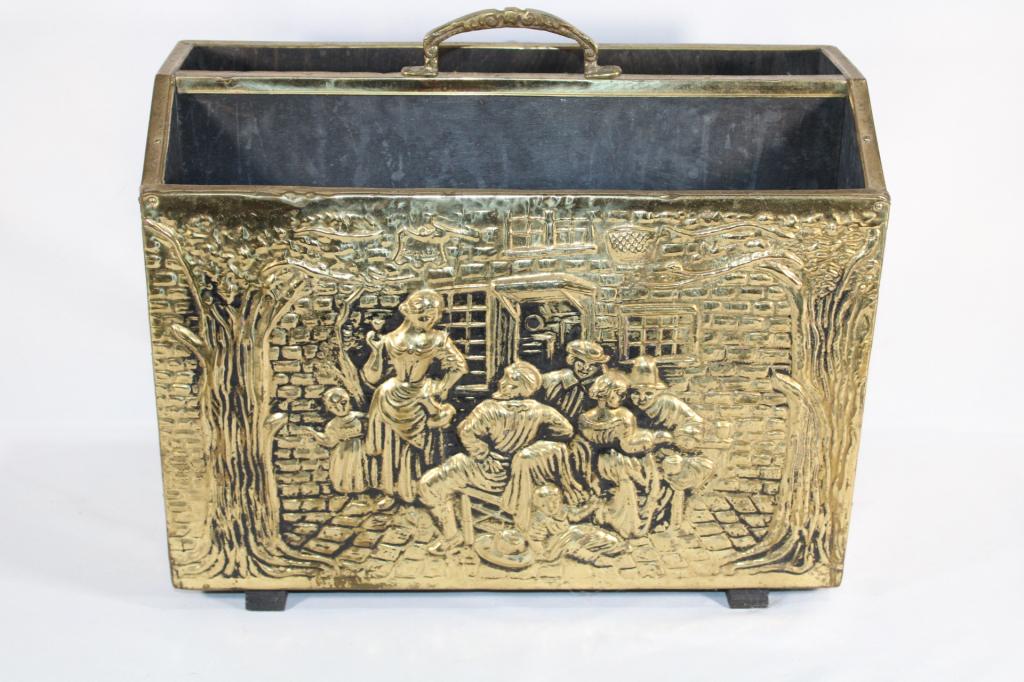 Vintage Brass Embossed magazine Holder (1 of 5)
