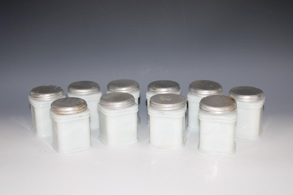 Lot of Vintage Milk Glass spice Jars (1 of 3)
