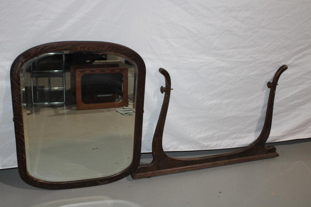 Antique Tiger Oak Vanity Top Mirror: good overall as pictured