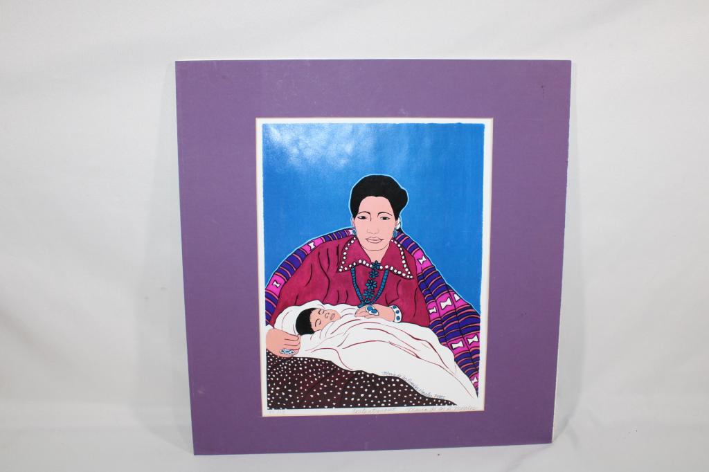 Signed - Maria De Los Angeles Morales Mother/child: measures about 15 x 16 with matting