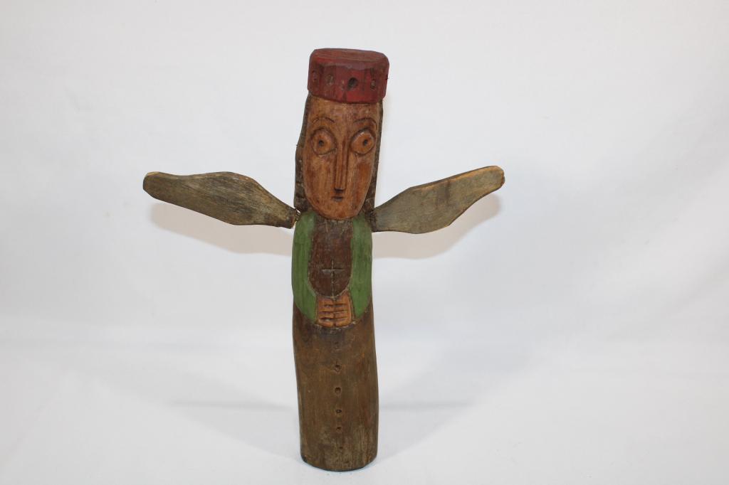 Polish Folk Art Carved Wooden Angel Statue (1 of 3)