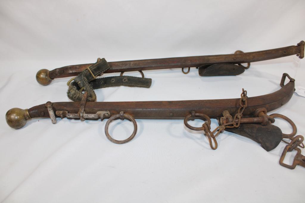 Pair Horse Hames Leather w Brass Knobs: Good overall as pictured.