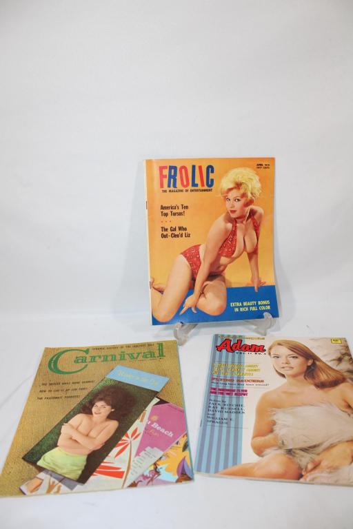 Lot of 3 1960's Risque Magazines Frolic Adam More (1 of 4)